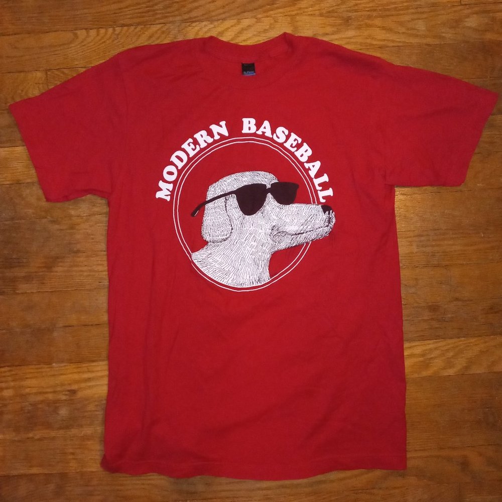 Modern Baseball Dog T-shirt Red Size Medium